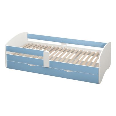 Posteľ s roštom a úložným priestorom 90x200, biela/modrá, COCOLINO 2