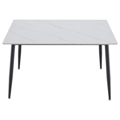Jedálenský stôl, biely mramor/čierna, 121x71 cm, FLORENC TYP 1 2