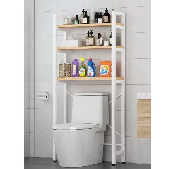 Regál nad WC, dub natural/biela, BALRAM