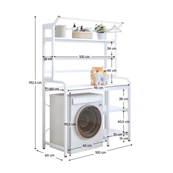 Regál nad práčku, biela, JABIR