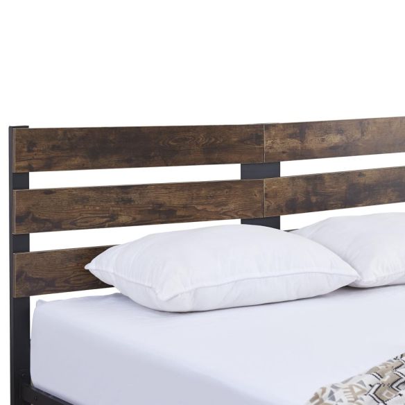 Manželská posteľ s roštom, dub rustikal/kov, 160x200, ANEYA