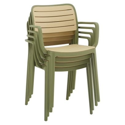 Stohovateľná stolička, zelená/béžová, KARDOS TYP 2 2