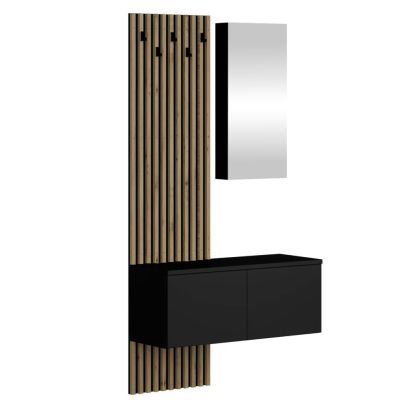 Predsieňová zostava, čierna/dub artisan, REBEKA