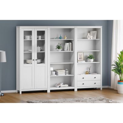 Zostava knižníc TORINO biela, kovové úchytky