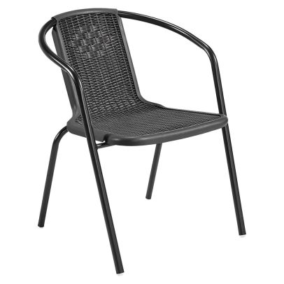 Záhradná stohovateľná stolička, čierna, oceľ/plast, FRENY