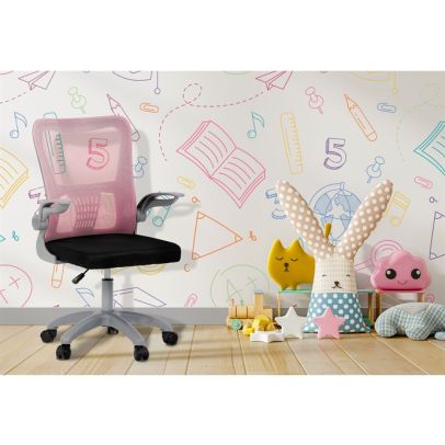 Detská stolička, výškovo nastaviteľná, ružová sieťovina, KA-K2008 PINK 2