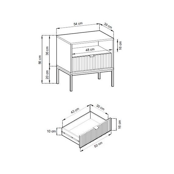 Nočný stolík NOVA S54, čierna/labrador