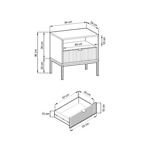 Nočný stolík NOVA S54, čierna/labrador