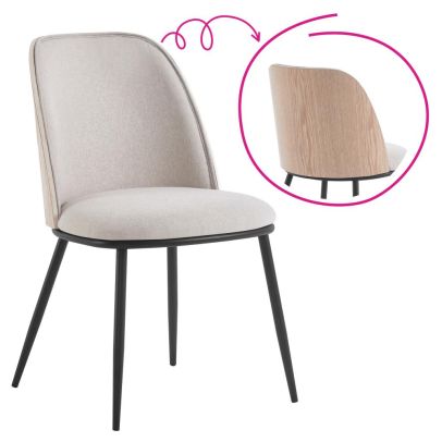 Jedálenská stolička, béžovohnedá/drevo natural/čierna, VUDIA