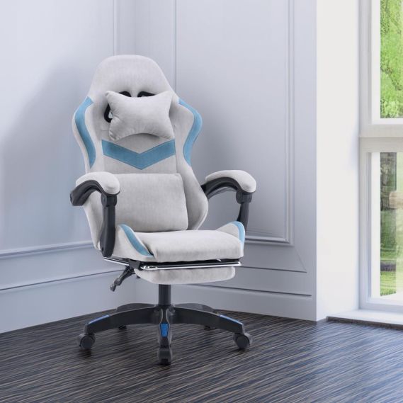 Kancelárske/herné kreslo, sivá/modrá, ZODIA