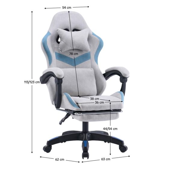 Kancelárske/herné kreslo, sivá/modrá, ZODIA