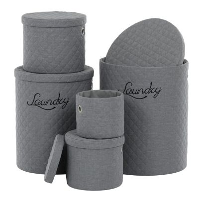 Kôš bielizeň - látka, okrúhly, sivý, cena za sadu 5 ks