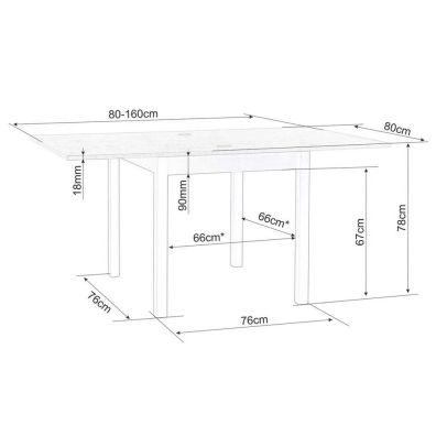 Jedálenský stôl rozkladací FLIP 80, kašmír/dub cremona torro 2