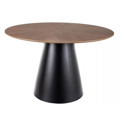 Okrúhly jedálenský stôl ANGEL 120, čierny mat/dub