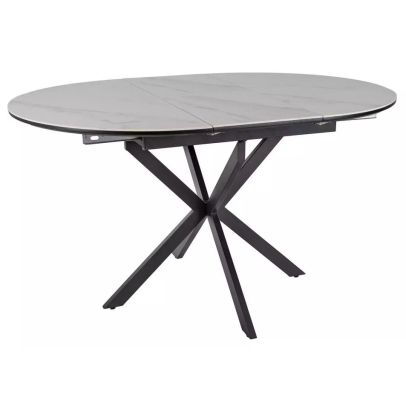 Okrúhly jedálenský stôl rozkladací GASTON CERAMIC 100, čierny mat/biely mat keramika