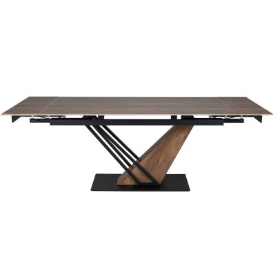 Jedálenský stôl rozkladací GENESIS LEGNO 160, čierny mat/hnedý mat efekt drevo