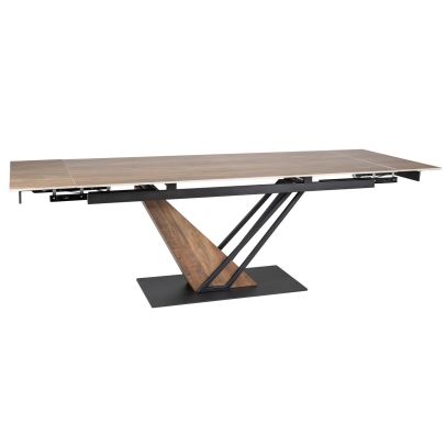 Jedálenský stôl rozkladací GENESIS LEGNO 160, čierny mat/hnedý mat efekt drevo 2