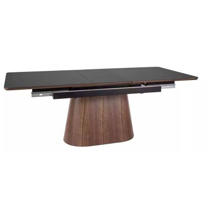 Jedálenský stôl rozkladací MONACO, orech/čierny mat keramika