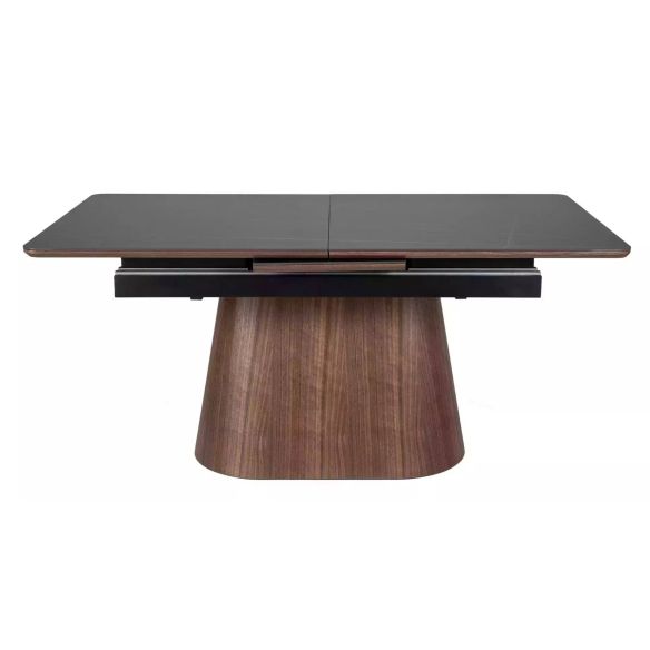 Jedálenský stôl rozkladací MONACO, orech/čierny mat keramika
