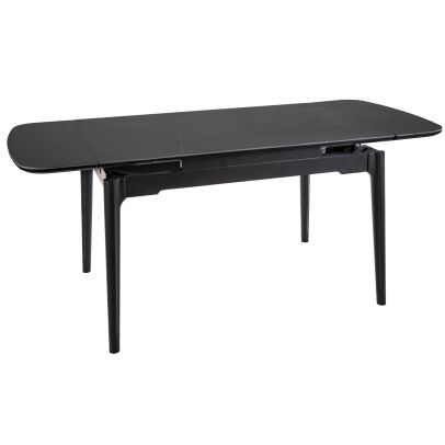 Jedálenský stôl rozkladací SENTO, čierny mat/čierny mat keramika
