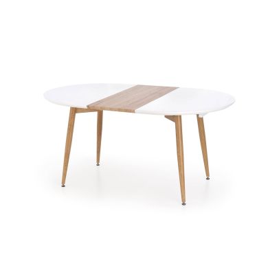 Okrúhly jedálenský stôl rozkladací CALIBER, dub san remo/biela