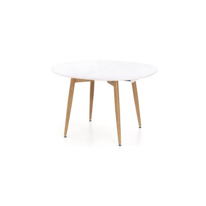 Okrúhly jedálenský stôl rozkladací CALIBER, dub san remo/biela 2