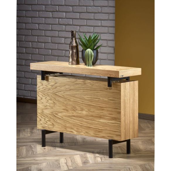 Konzolový stolík INFERNO, čierna/dub natural