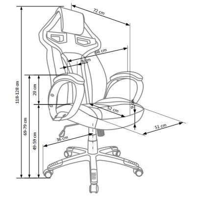 Kancelárska stolička HONOR, čierna/biela/červená 2