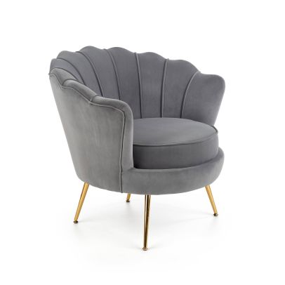 Kreslo do obývačky AMORINITO, zlatá/sivá velvet