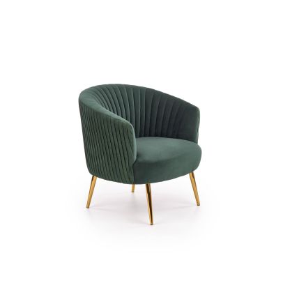 Kreslo do obývačky CROWN, zlatá/tmavozelená