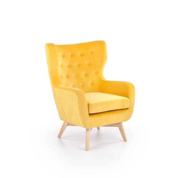 Kreslo ušiak MARVEL, natural/žltá