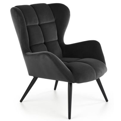 Kreslo ušiak TYRION, čierna/čierna bluvel 19