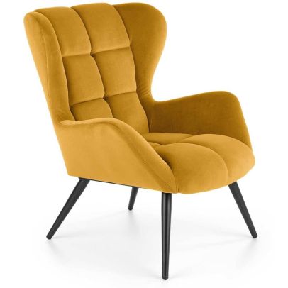 Kreslo ušiak TYRION, čierna/horčicová bluvel 68