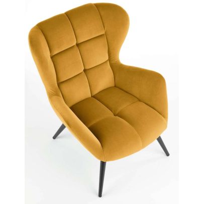 Kreslo ušiak TYRION, čierna/horčicová bluvel 68 2