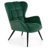 Kreslo ušiak TYRION, čierna/tmavozelená bluvel 78