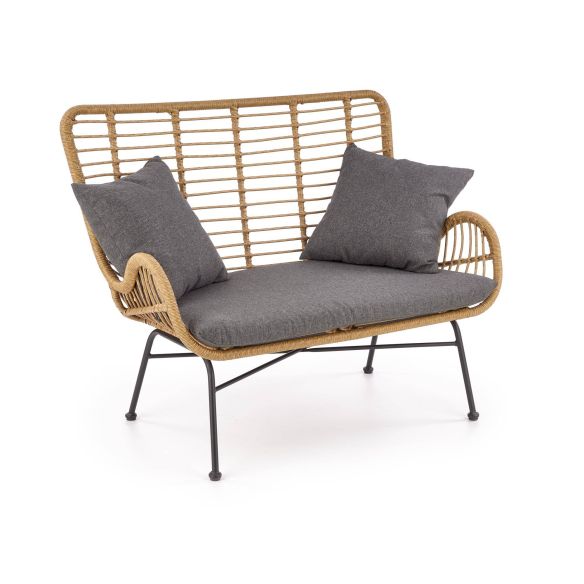 Záhradná pohovka IKARO XL, čierna/sivá/rattan