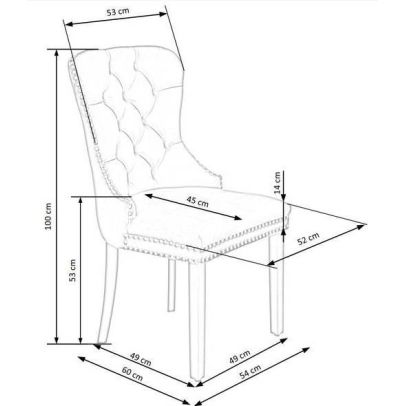 Jedálenská stolička MIYA, čierna/béžová vevlet 2
