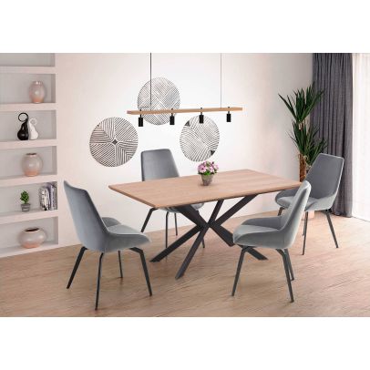 Jedálenský stôl rozkladací LEGARTO, čierna/dub naturálny 2