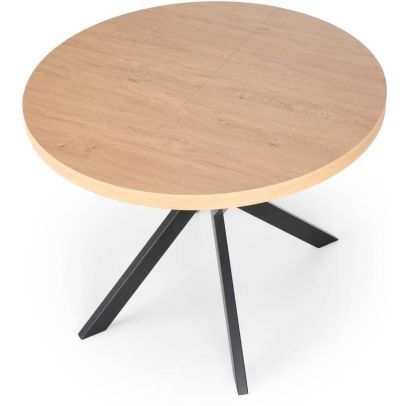 Okrúhly jedálenský stôl rozkladací PERONI, čierna/dub zlatý 2