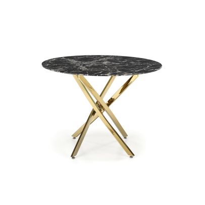 Okrúhly jedálenský stôl RAYMOND 2, zlatá/čierny mramor