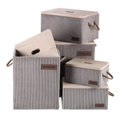 Kôš bielizeň - látkový s vekom, sivý, cena za sadu 5 ks