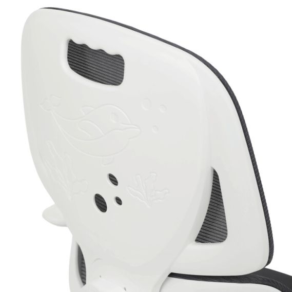 Detská stolička, výškovo nastaviteľná, šedá sieťovina, KA-K1063 GREY