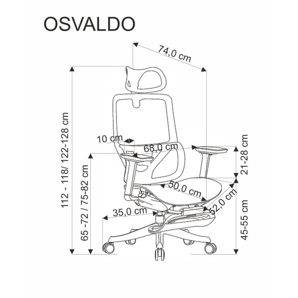 Ergonomická stolička OSVALDO, čierna