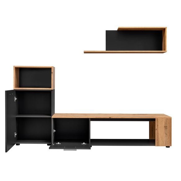 Obývačka MAZE I, dub wotan/čierny mat