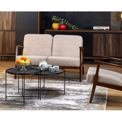 Malá pohovka MILANO 2S, tmavý orech/béžová castel 15