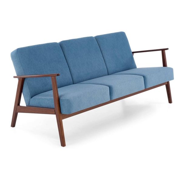 Pohovka MILANO 3S, tmavý orech/modrá castel 74