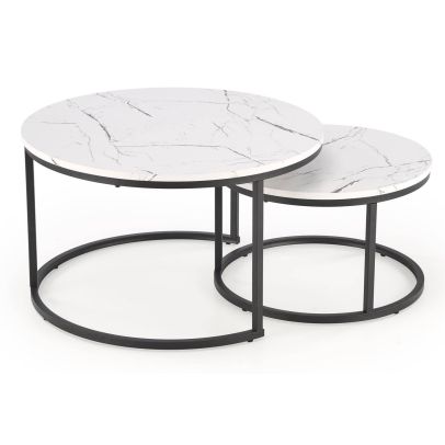Set konferenčných stolíkov JAVA, čierna/biely mramor