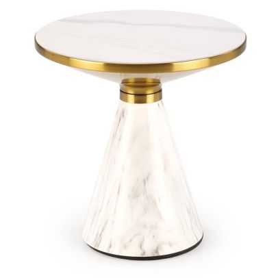 Konferenčný stolík okrúhly TALBI, biele/zlaté 2