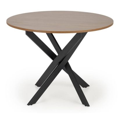 Okrúhly jedálenský stôl EDGAR, čierna/orech