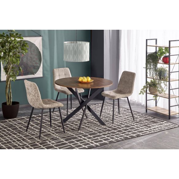 Okrúhly jedálenský stôl EDGAR, čierna/orech